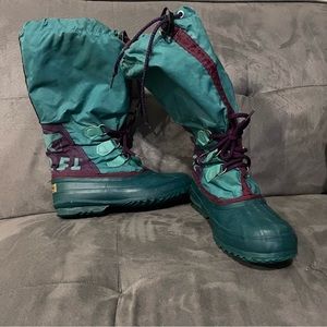 Sorel Kaufman Felt Lined Rubber Snow Boot Green purple WOS 6 Women Winter Canada